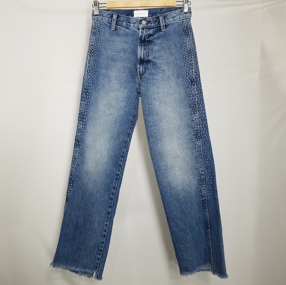 Boyish Jeans 24 Kirby Straight Midrise Embroidered Seam Stitched Rigid Denim - Picture 2 of 10